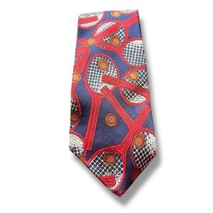 Dolphs Men’s Tennis Print Vintage Silk Tie